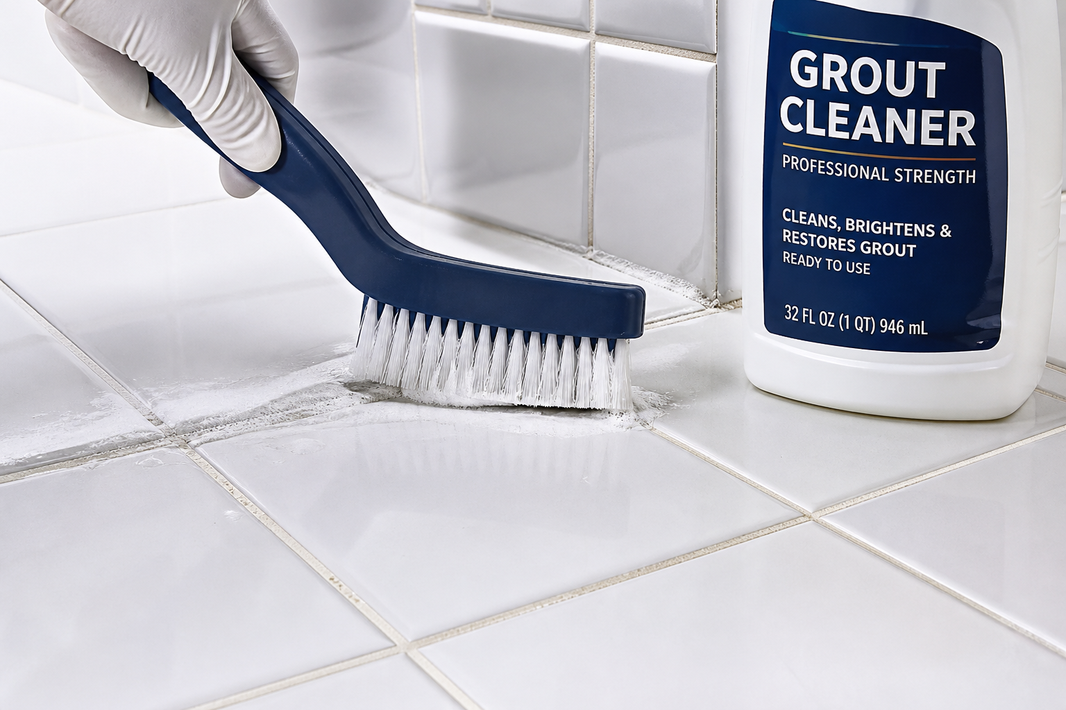 Commercial restroom tile and grout detail cleaning